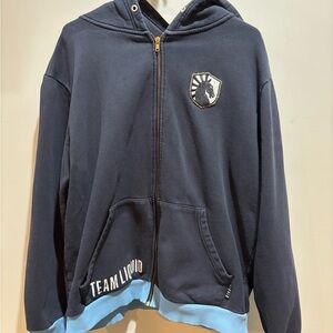 Vintage Team Liquid Full Zip Mens size Large Black and Blue